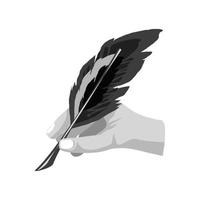 hand with feather writing vector