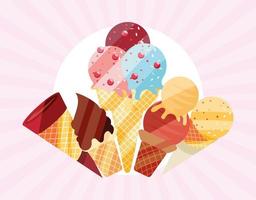 various ice cream cone vector