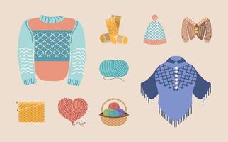 knitting clothing and accessories vector