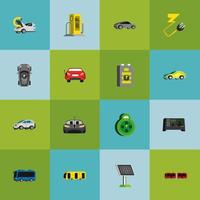 electric car icons set vector