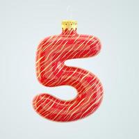 Red number five Christmas toy isolated white 3d render photo