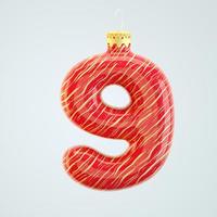 rojo número nueve juguete de navidad aislado blanco 3d render foto