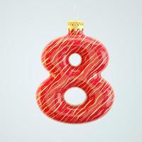 Red number eight Christmas toy isolated white 3d render photo