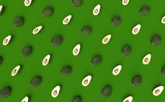 aguacate en fondo verde patrón de render 3d foto