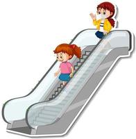 People on escalator cartoon on white background vector