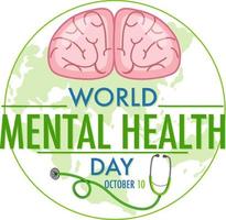 World Mental Health Day banner or logo isolated on white background vector