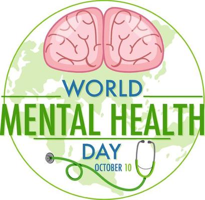 World Mental Health Day banner or logo isolated on white background