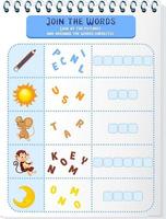 Spelling word game worksheet template vector