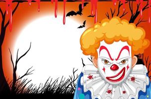 Empty halloween banner with creepy clown vector