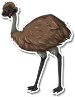 etiqueta engomada de la historieta del pájaro del emú vector