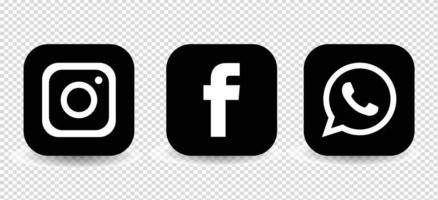 logotipos de instagram de facebook de redes sociales, conjunto de iconos de redes sociales en blanco y negro vector