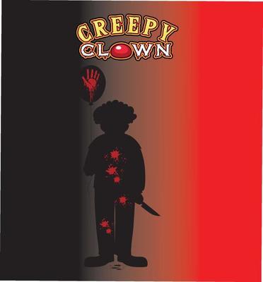 Creepy Clown text poster with clown silhouette