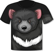 parte delantera de la camiseta con plantilla de oso negro vector