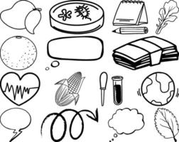 Set of item and symbol hand drawn doodle vector