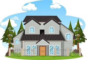 An isolated modern house exterior cartoon style vector