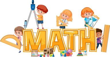 Math icon with kids and math tools vector