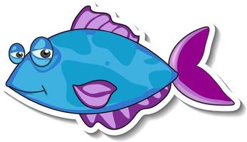 Cute fish sea animal cartoon sticker vector