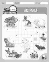 Crossword puzzle game template about animals vector