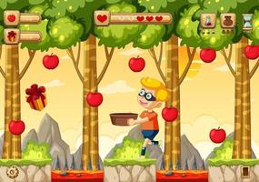 Collecting Apples Game Scene vector