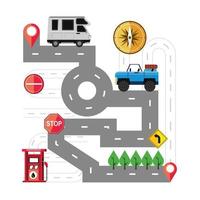 signo de mapa de viaje por carretera vector