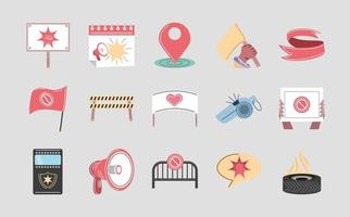 icon set of protest vector