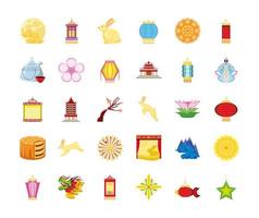 set icons of chinese moon festival vector