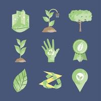 set of ecology and environment vector