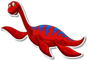 Elasmosaurus dinosaur cartoon character sticker vector