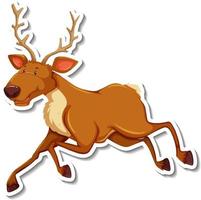 Deer running cartoon character sticker vector