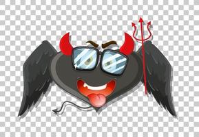 diablo en forma de corazón con expresión facial vector