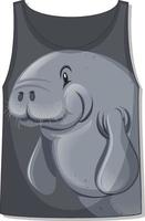 Front of tank top with manatee template vector