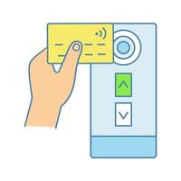 NFC credit card reader color icon vector