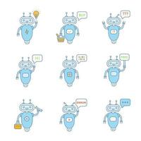 Chatbots color icons set vector