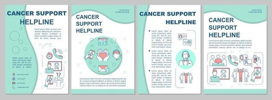 Cancer Support Helpline brochure template. Call center. Oncology help. Flyer, booklet, leaflet print, cover design with linear icons. Vector layouts for magazines, annual reports, advertising posters