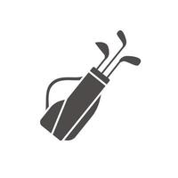 Golf bag with clubs icon. Silhouette symbol. Negative space. Vector isolated illustration