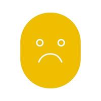 Sad smile glyph color icon. Silhouette symbol on white background. Bad mood. Negative space. Vector illustration
