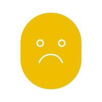 Sad smile glyph color icon. Silhouette symbol on white background. Bad mood. Negative space. Vector illustration