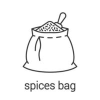 Spices bag linear icon. Thin line illustration. Bulk flavoring, seasoning. Contour symbol. Vector isolated outline drawing