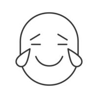 Smile with tears of joy linear icon. Thin line illustration. Happy crying emoticon. Contour symbol. Vector isolated outline drawing