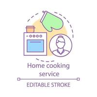 Home cooking service concept icon. Home service idea thin line illustration. Personal chef. Cooking meal. Food preparing. Vector isolated outline drawing. Editable stroke