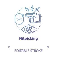 Nitpicking concept icon. Humiliation in family. Insulting partner. Bullying. Fault finding. Autocratic education idea thin line illustration. Vector isolated outline drawing. Editable stroke