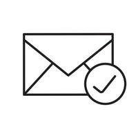 Checked email linear icon. Letter thin line illustration. Received sms message contour symbol. Vector isolated outline drawing