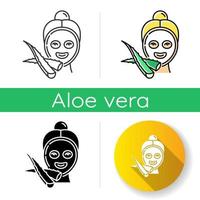 Face sheet mask icon. Female spa treatment. Healthy skincare with plant extract. Medicinal herbs products. Dermatology and skincare. Linear black and RGB color styles. Isolated vector illustrations