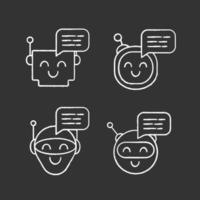 Chatbots messages chalk icons set vector