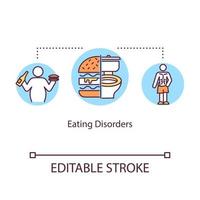 Eating disorders concept icon. Mental illness idea thin line illustration. Anorexia. Bulimia. Overweight. Psychological problems. Vector isolated outline RGB color drawing. Editable stroke