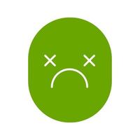 Dead smile glyph color icon. Tired, depressed face. Silhouette symbol on white background. Bad mood. Negative space. Vector illustration