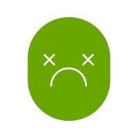 Dead smile glyph color icon. Tired, depressed face. Silhouette symbol on white background. Bad mood. Negative space. Vector illustration