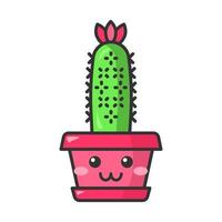 erizo, cactus, lindo, kawaii, vector, carácter vector