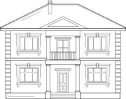 Line icon suburban house. For web design and application interface, also useful for info graphics. Vector black and white illustration.