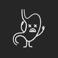 Unhappy stomach character chalk icon vector